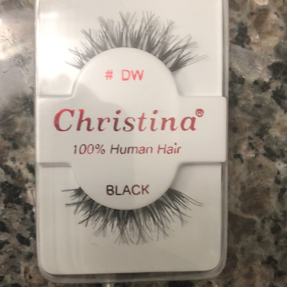 CHRISTINA # DW 100% HUMAN HAIR BLACK EYELASHES - Picture 1 of 6
